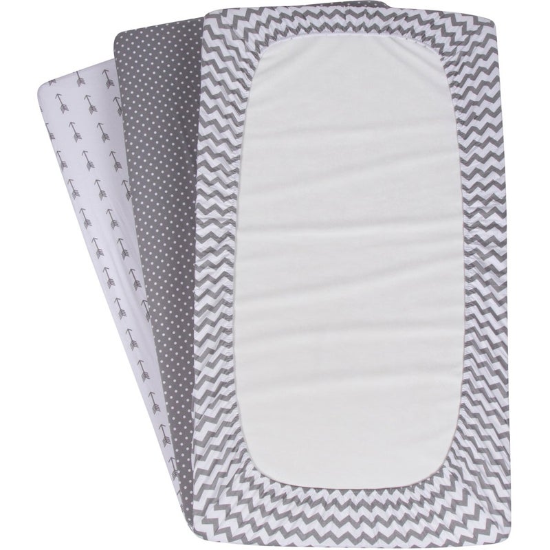BaeBae Goods Premium Crib Sheets for Baby Boys and Girls, 4 Pack, Soft and Breathable Jersey Knit Fitted Sheet Set, Grey and White, Cute Gender Neutral Nursery Mattress Bedding, Universal Fit - Image 5